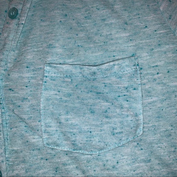 ❗️SOLD❗️ Aqua Button Down Quarter Sleeve Shirt - Picture 6 of 8